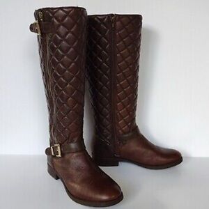 Vince Camuto Womens Nice Leather Knee High Brown Riding 7.5 M new without box.
